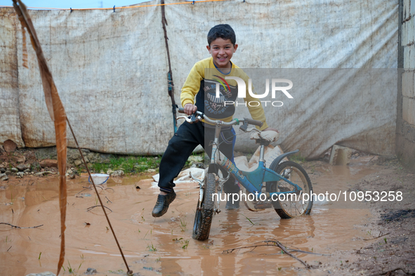 After A Year Since The Earthquake, Camps In The City Of Jindires , on January 31, 2024, Find Themselves Immersed In Mud And Clay Due To Heav...