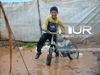 After A Year Since The Earthquake, Camps In The City Of Jindires , on January 31, 2024, Find Themselves Immersed In Mud And Clay Due To Heav...