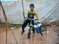 After A Year Since The Earthquake, Camps In The City Of Jindires , on January 31, 2024, Find Themselves Immersed In Mud And Clay Due To Heav...