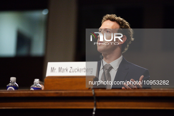 CEO of Meta, Mark Zuckerberg, testifies at a Senate Judiciary Committee hearing on the crisis of online child sexual abuse and exploitation...