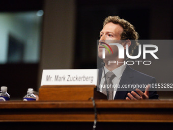 CEO of Meta, Mark Zuckerberg, testifies at a Senate Judiciary Committee hearing on the crisis of online child sexual abuse and exploitation...