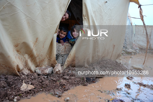 After A Year Since The Earthquake, Camps In The City Of Jindires , on January 31, 2024, Find Themselves Immersed In Mud And Clay Due To Heav...