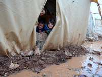 After A Year Since The Earthquake, Camps In The City Of Jindires , on January 31, 2024, Find Themselves Immersed In Mud And Clay Due To Heav...