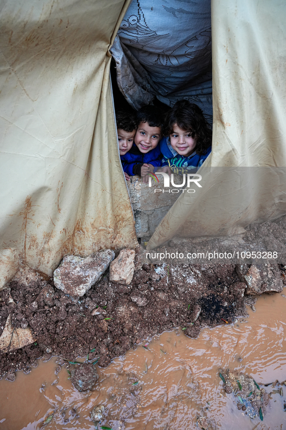 After A Year Since The Earthquake, Camps In The City Of Jindires , on January 31, 2024, Find Themselves Immersed In Mud And Clay Due To Heav...