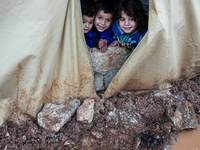 After A Year Since The Earthquake, Camps In The City Of Jindires , on January 31, 2024, Find Themselves Immersed In Mud And Clay Due To Heav...