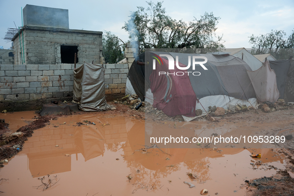 After A Year Since The Earthquake, Camps In The City Of Jindires , on January 31, 2024, Find Themselves Immersed In Mud And Clay Due To Heav...