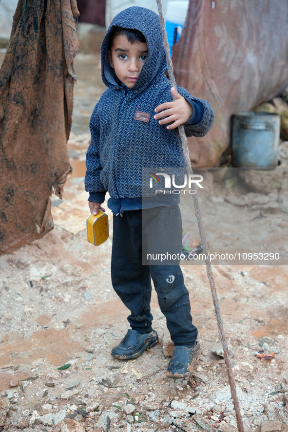 After A Year Since The Earthquake, Camps In The City Of Jindires , on January 31, 2024, Find Themselves Immersed In Mud And Clay Due To Heav...