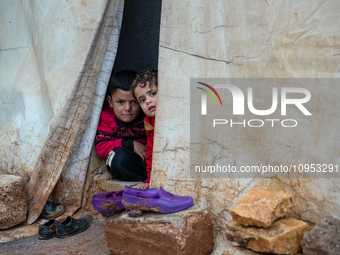 After A Year Since The Earthquake, Camps In The City Of Jindires , on January 31, 2024, Find Themselves Immersed In Mud And Clay Due To Heav...