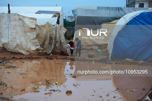 After A Year Since The Earthquake, Camps In The City Of Jindires , on January 31, 2024, Find Themselves Immersed In Mud And Clay Due To Heav...