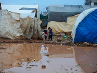 After A Year Since The Earthquake, Camps In The City Of Jindires , on January 31, 2024, Find Themselves Immersed In Mud And Clay Due To Heav...