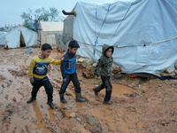 After A Year Since The Earthquake, Camps In The City Of Jindires , on January 31, 2024, Find Themselves Immersed In Mud And Clay Due To Heav...