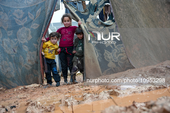 After A Year Since The Earthquake, Camps In The City Of Jindires , on January 31, 2024, Find Themselves Immersed In Mud And Clay Due To Heav...