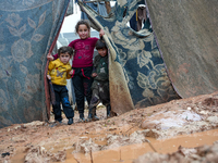 After A Year Since The Earthquake, Camps In The City Of Jindires , on January 31, 2024, Find Themselves Immersed In Mud And Clay Due To Heav...