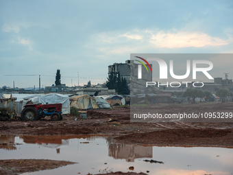 After A Year Since The Earthquake, Camps In The City Of Jindires , on January 31, 2024, Find Themselves Immersed In Mud And Clay Due To Heav...