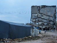 After A Year Since The Earthquake, Camps In The City Of Jindires , on January 31, 2024, Find Themselves Immersed In Mud And Clay Due To Heav...