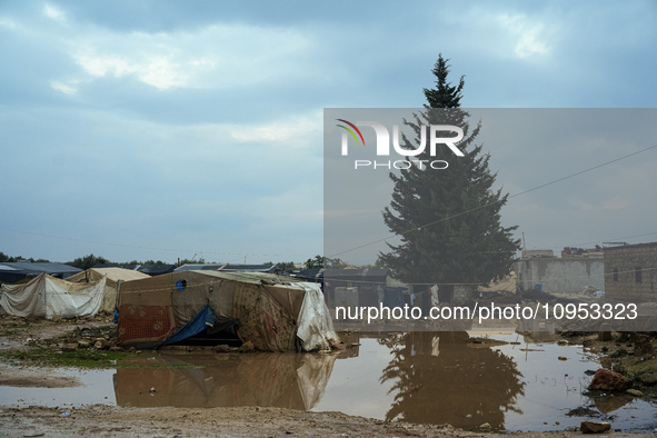 After A Year Since The Earthquake, Camps In The City Of Jindires , on January 31, 2024, Find Themselves Immersed In Mud And Clay Due To Heav...