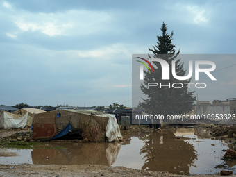 After A Year Since The Earthquake, Camps In The City Of Jindires , on January 31, 2024, Find Themselves Immersed In Mud And Clay Due To Heav...