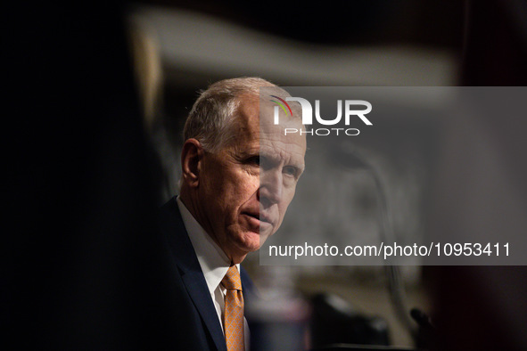 Sen. Thom Tillis (R-NC) questions Meta CEO, Mark Zuckerberg, during a Senate Judiciary Committee hearing on the crisis of online child sexua...