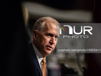 Sen. Thom Tillis (R-NC) questions Meta CEO, Mark Zuckerberg, during a Senate Judiciary Committee hearing on the crisis of online child sexua...