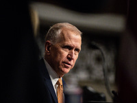 Sen. Thom Tillis (R-NC) questions Meta CEO, Mark Zuckerberg, during a Senate Judiciary Committee hearing on the crisis of online child sexua...