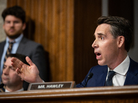 Sen. Josh Hawley (R-MO) questions CEOs of companies during a Senate Judiciary Committee hearing on online child sexual abuse and exploitatio...