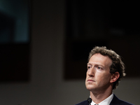 Meta CEO Mark Zuckerburg participates in a Senate Judiciary Committee hearing on online child sexual abuse and exploitation, along with othe...