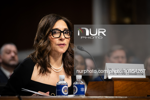 Linda Yaccarino, CEO of X (formerly Twitter) tesifies during a Senate Judiciary Committee hearing on online child sexual abuse and exploitat...