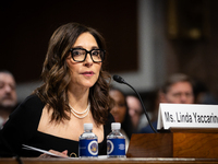 Linda Yaccarino, CEO of X (formerly Twitter) tesifies during a Senate Judiciary Committee hearing on online child sexual abuse and exploitat...