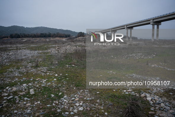 The Rialb reservoir in the province of Lleida is experiencing the effects of drought in La Noguera, Spain, on February 2, 2024. Catalonia is...