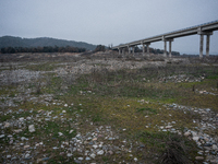 The Rialb reservoir in the province of Lleida is experiencing the effects of drought in La Noguera, Spain, on February 2, 2024. Catalonia is...