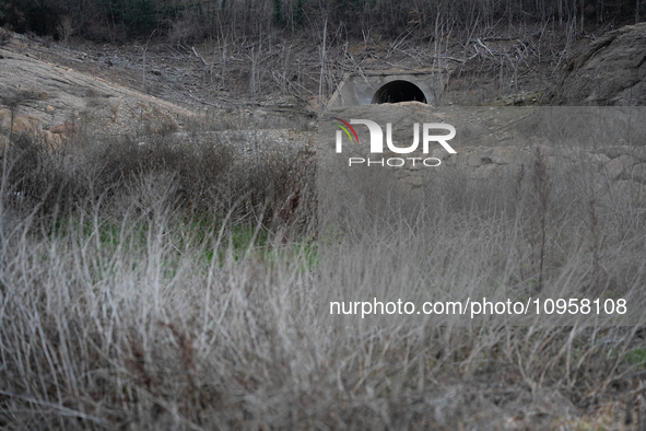 The Rialb reservoir in the province of Lleida is experiencing the effects of drought in La Noguera, Spain, on February 2, 2024. Catalonia is...