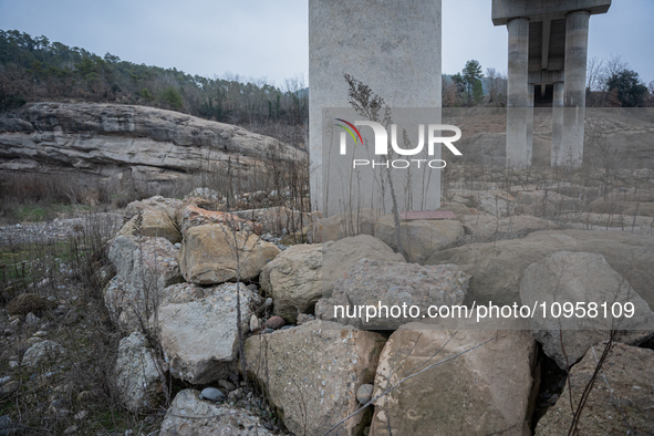 The Rialb reservoir in the province of Lleida is experiencing the effects of drought in La Noguera, Spain, on February 2, 2024. Catalonia is...