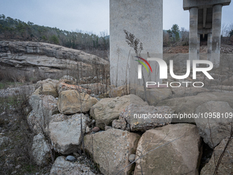 The Rialb reservoir in the province of Lleida is experiencing the effects of drought in La Noguera, Spain, on February 2, 2024. Catalonia is...