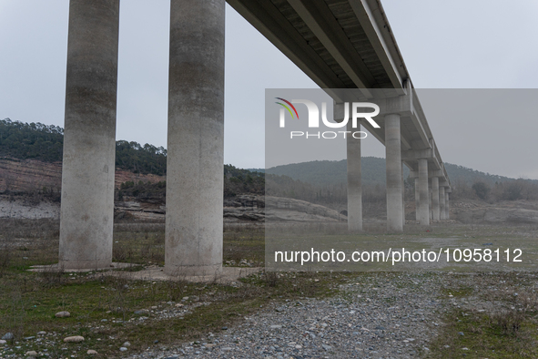 The Rialb reservoir in the province of Lleida is experiencing the effects of drought in La Noguera, Spain, on February 2, 2024. Catalonia is...