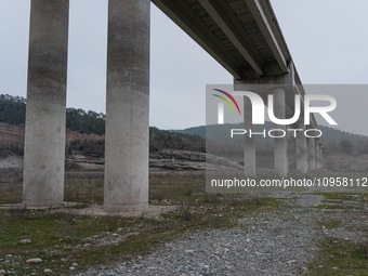 The Rialb reservoir in the province of Lleida is experiencing the effects of drought in La Noguera, Spain, on February 2, 2024. Catalonia is...