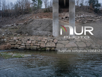 The Rialb reservoir in the province of Lleida is experiencing the effects of drought in La Noguera, Spain, on February 2, 2024. Catalonia is...