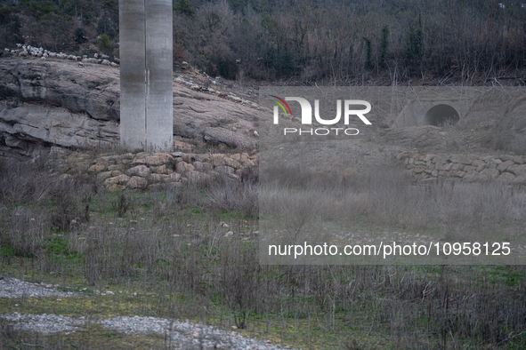 The Rialb reservoir in the province of Lleida is experiencing the effects of drought in La Noguera, Spain, on February 2, 2024. Catalonia is...