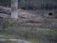 The Rialb reservoir in the province of Lleida is experiencing the effects of drought in La Noguera, Spain, on February 2, 2024. Catalonia is...