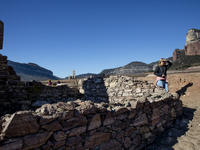 Hundreds of people are visiting the old town of Sant Roma de Sau, where normally the water of the Sau reservoir would almost completely cove...