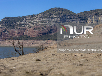 Hundreds of people are visiting the old town of Sant Roma de Sau, where normally the water of the Sau reservoir would almost completely cove...