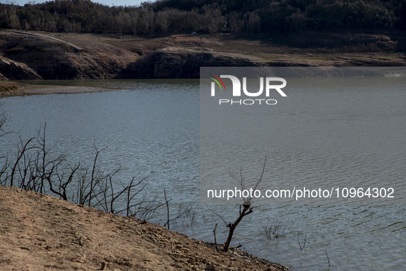 Hundreds of people are visiting the old town of Sant Roma de Sau, where normally the water of the Sau reservoir would almost completely cove...