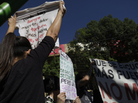 Members of various animal welfare and anti-speciesist groups are demonstrating outside the Plaza Mexico in Mexico City, rejecting the return...