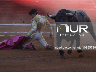 Isaac Fonseca, a bullfighter, is participating in a bullfight at the Plaza Mexico in Mexico City, as members of various animal rights, welfa...