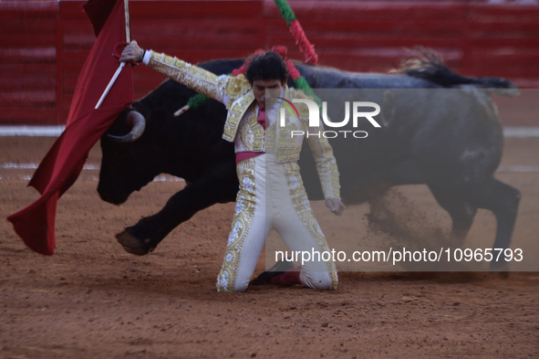 Isaac Fonseca, a bullfighter, is participating in a bullfight at the Plaza Mexico in Mexico City, as members of various animal rights, welfa...