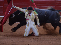 Isaac Fonseca, a bullfighter, is participating in a bullfight at the Plaza Mexico in Mexico City, as members of various animal rights, welfa...