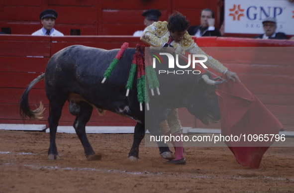 Isaac Fonseca, a bullfighter, is participating in a bullfight at the Plaza Mexico in Mexico City, as members of various animal rights, welfa...