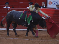 Isaac Fonseca, a bullfighter, is participating in a bullfight at the Plaza Mexico in Mexico City, as members of various animal rights, welfa...