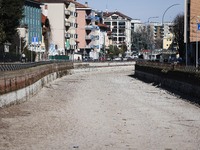 A general view shows the dryness and drought of the Navigli in Milan, Italy, on February 6, 2024. (