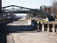 A general view shows the dryness and drought of the Navigli in Milan, Italy, on February 6, 2024. (