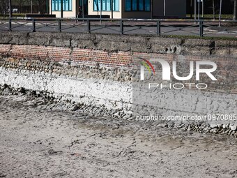 A general view shows the dryness and drought of the Navigli in Milan, Italy, on February 6, 2024. (